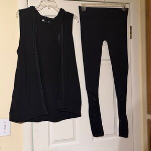 Xersion Black Sleeveless Top and Leggings Set